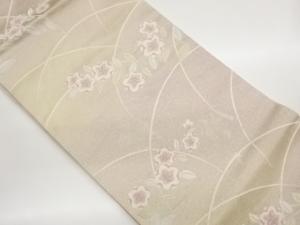 花葉に芝模様織出し名古屋帯
